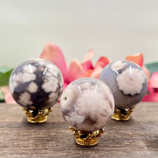 Black Flower Agate Mini Spheres Crystal Ball YOU CHOOSE