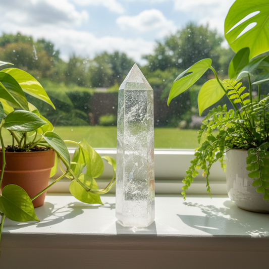 Clear Quartz Golden Healer Tower Top Quality Super Clear Crystal Generator 292g 141mm