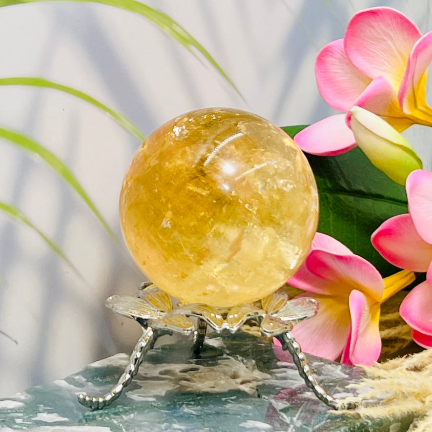 Honey Calcite Sphere Healing Crystal Ball 515g 70mm