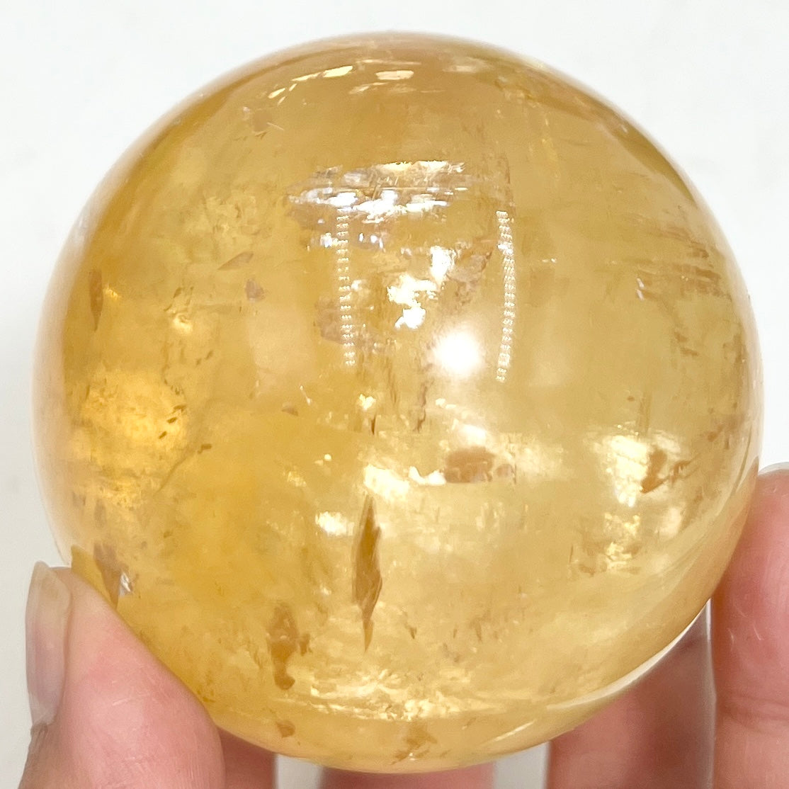 Honey Calcite Sphere Healing Crystal Ball 515g 70mm