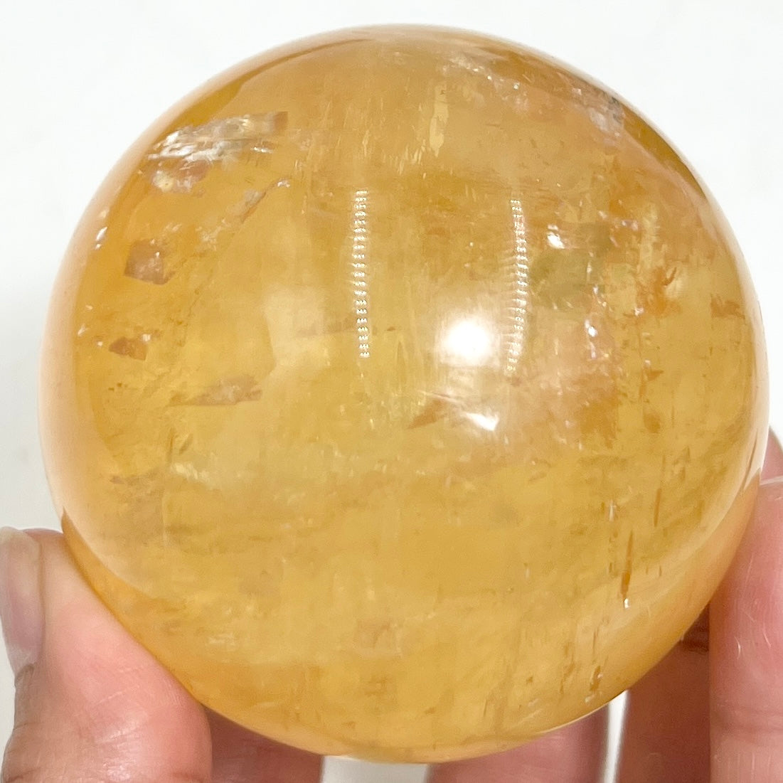 Honey Calcite Sphere Healing Crystal Ball 515g 70mm