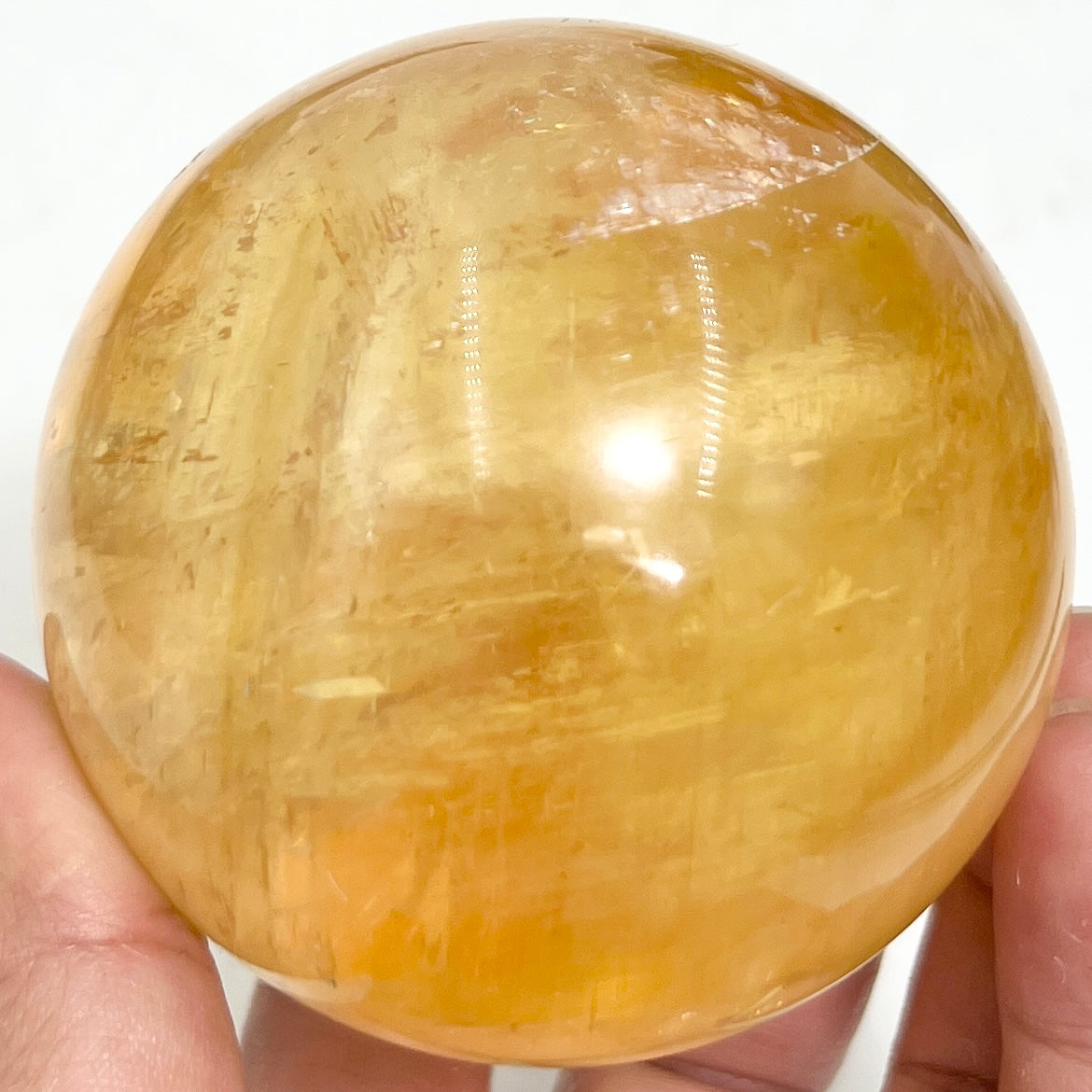 Honey Calcite Sphere Healing Crystal Ball 515g 70mm