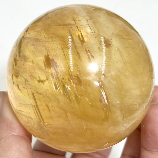 Honey Calcite Sphere Healing Crystal Ball 515g 70mm