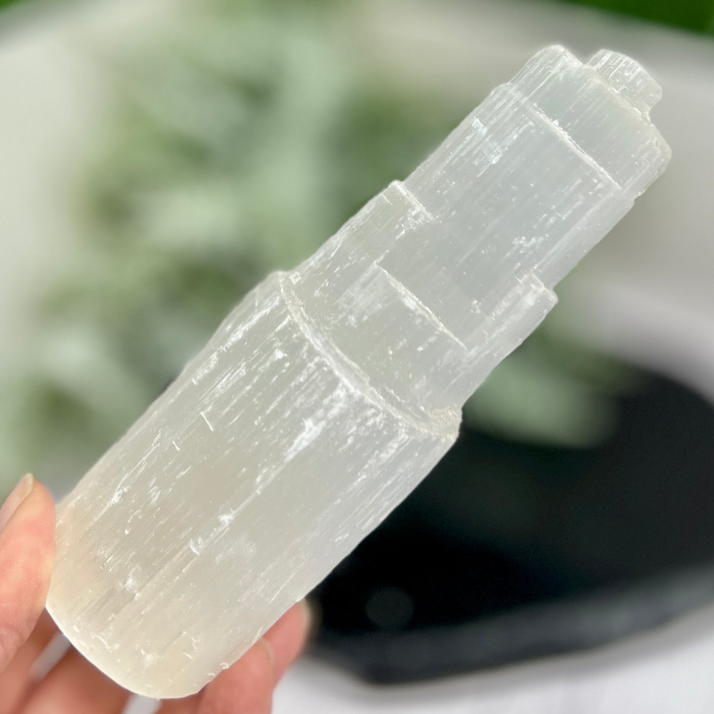 Satin Spar Selenite Tower Crystal Generator Morocco 472g 153mm