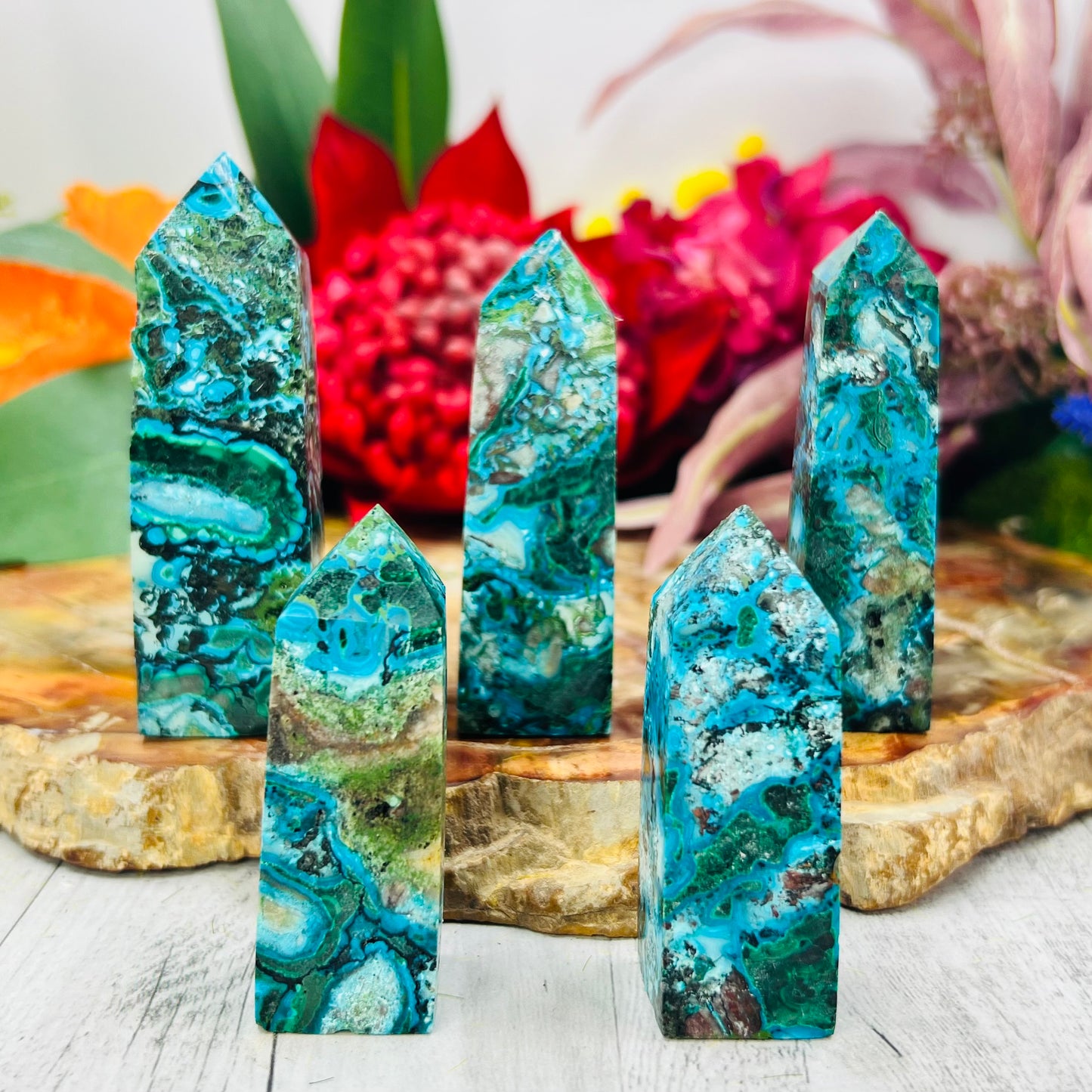 Chrysocolla Malachite Shattuckite Points Towers Crystal YOU CHOOSE