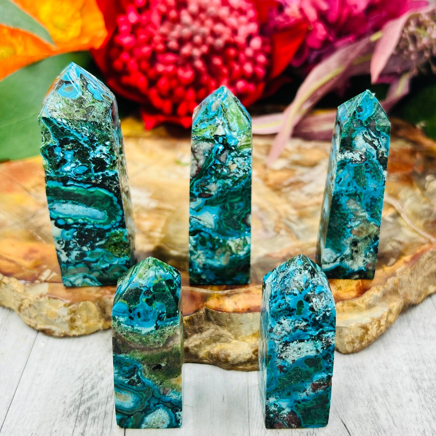 Chrysocolla Malachite Shattuckite Points Towers Crystal YOU CHOOSE