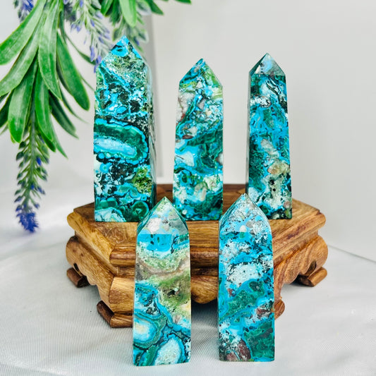 Chrysocolla Malachite Shattuckite Points Towers Crystal YOU CHOOSE