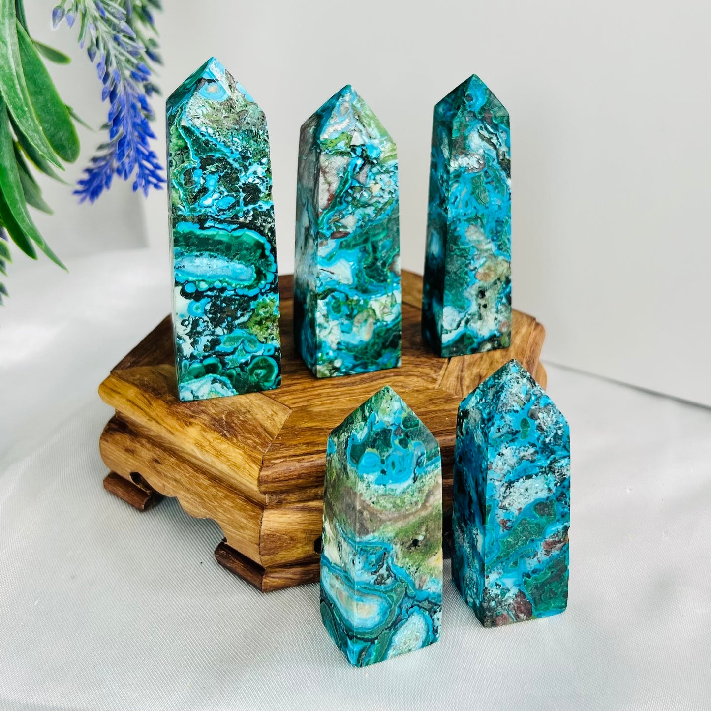 Chrysocolla Malachite Shattuckite Points Towers Crystal YOU CHOOSE
