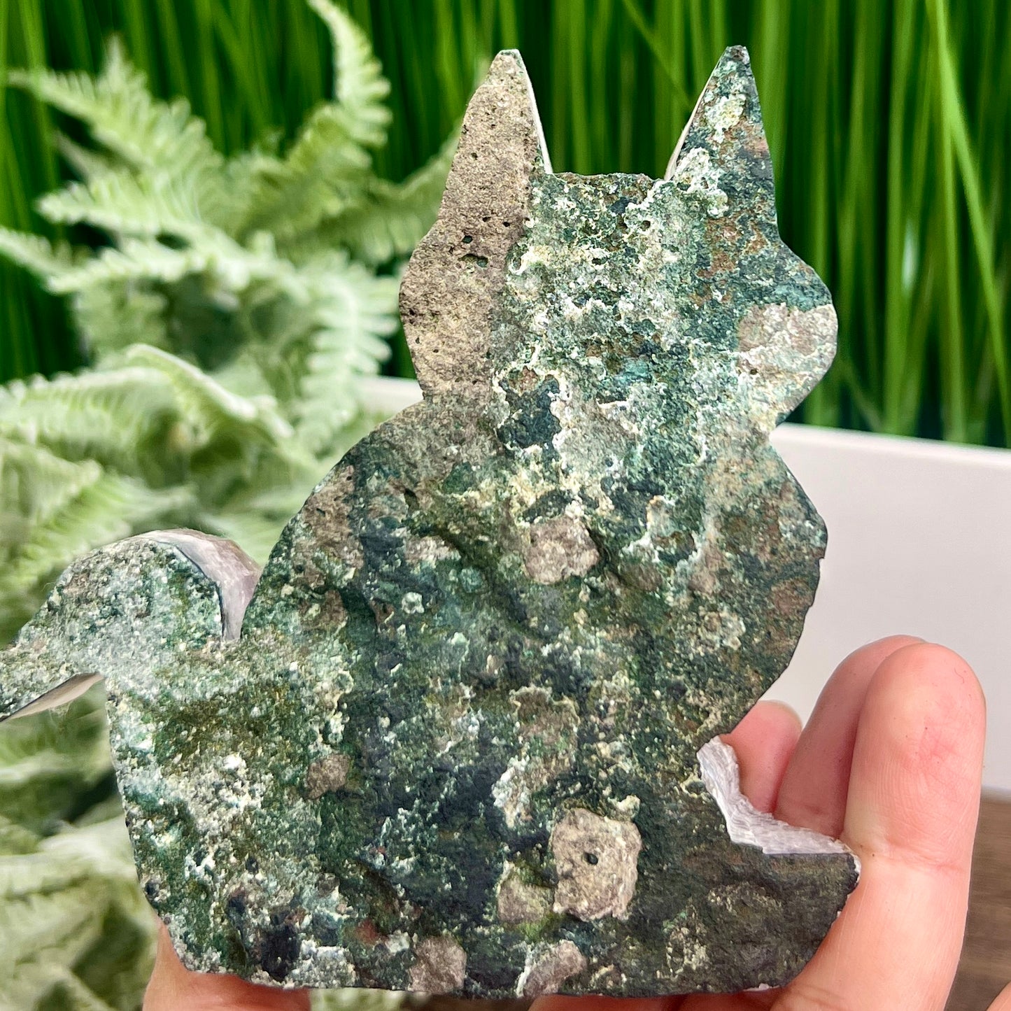 Amethyst with Cacoxenite Kitty Kitty Cat Cluster Animal Crystal Carving 522g