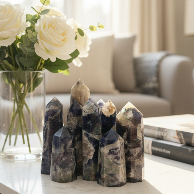 Purple Green Lepidolite Smoky Quartz Points Towers YOU CHOOSE