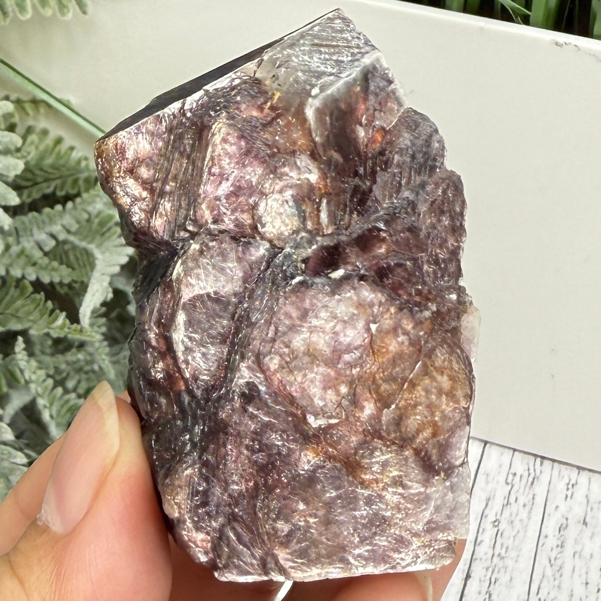 Gem Lepidolite Purple Mica Point Tower Half Polished Half Raw Crystal 92g
