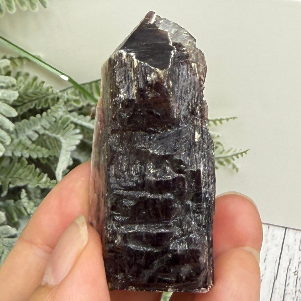 Gem Lepidolite Purple Mica Point Tower Half Polished Half Raw Crystal 92g