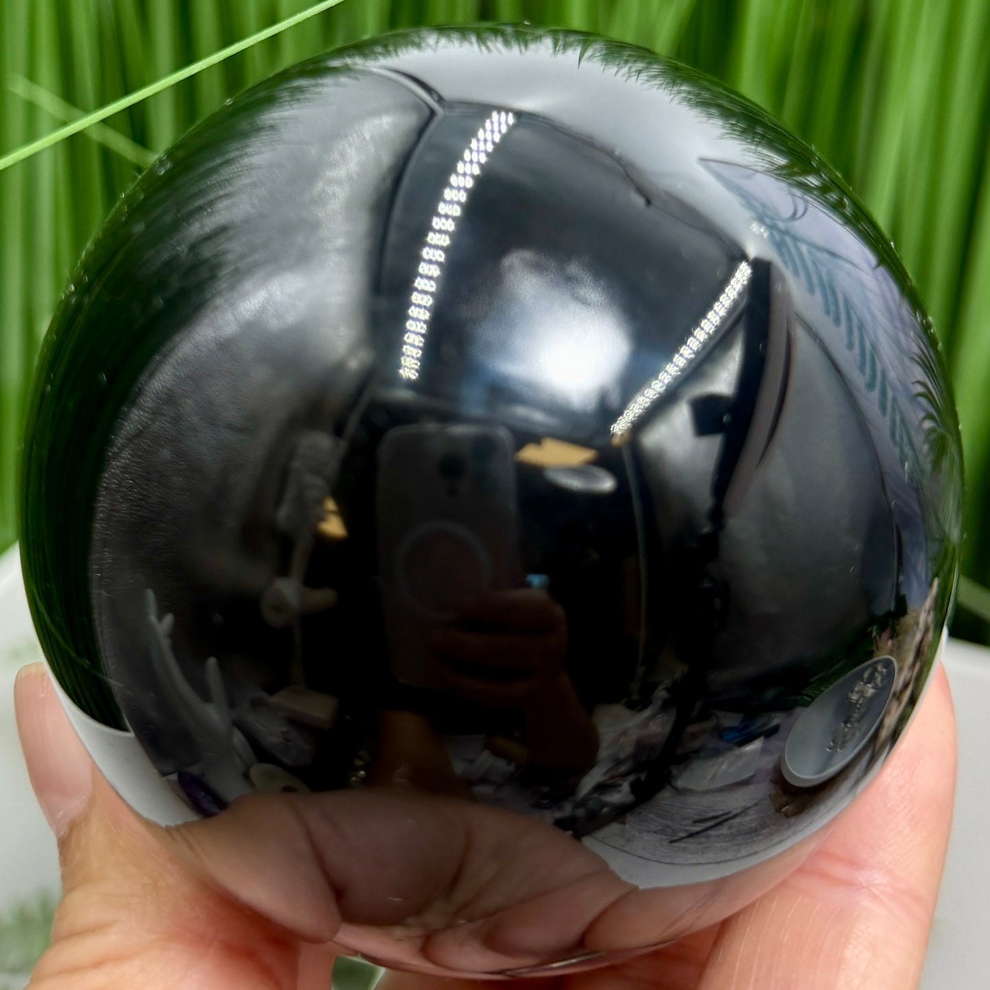 Black Obsidian Sphere Crystal Ball 408g 69mm Diameter
