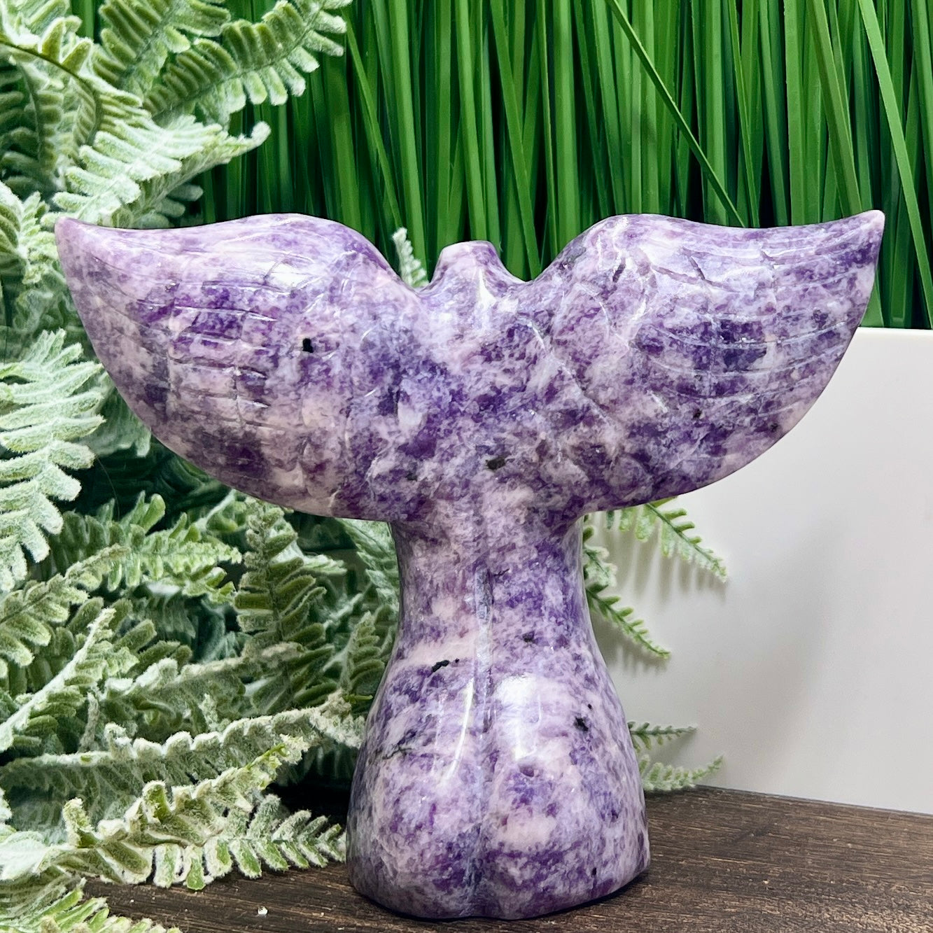 Lepidolite Purple Mica Goddess Angel Female Torso with Wings Crystal 434g