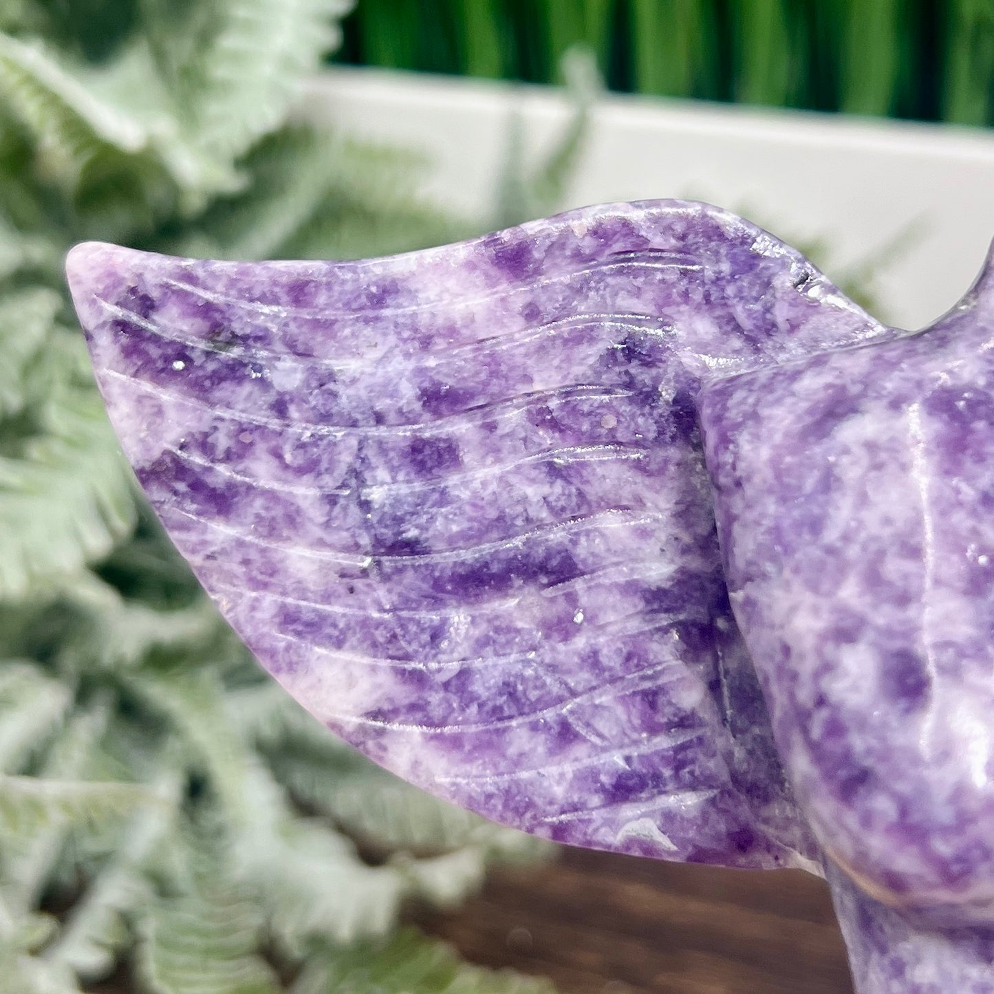 Lepidolite Purple Mica Goddess Angel Female Torso with Wings Crystal 434g