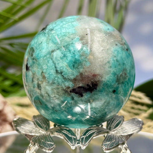 Amazonite with Smoky Quartz Sphere Healing Crystal Ball 350g 64mm Diameter