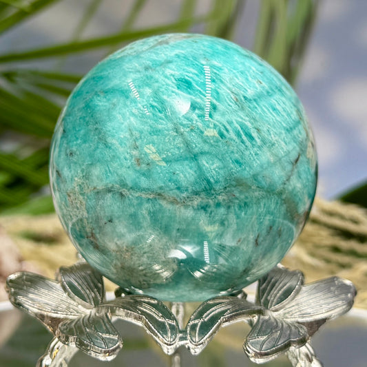 Amazonite with Smoky Quartz Sphere Healing Crystal Ball 251g 57mm Diameter