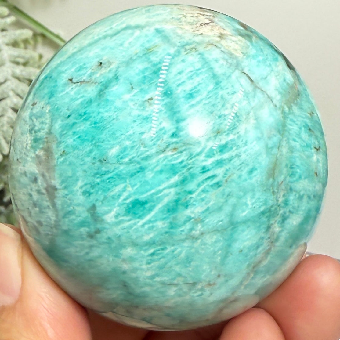 Amazonite with Smoky Quartz Sphere Healing Crystal Ball 251g 57mm Diameter