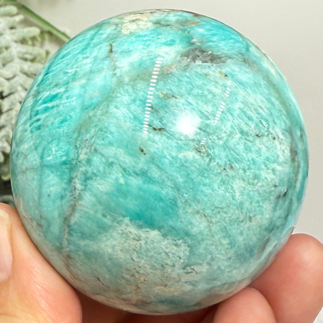 Amazonite with Smoky Quartz Sphere Healing Crystal Ball 251g 57mm Diameter
