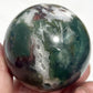 Moss Agate Green Red Sphere Healing Crystal Ball 243g 55mm
