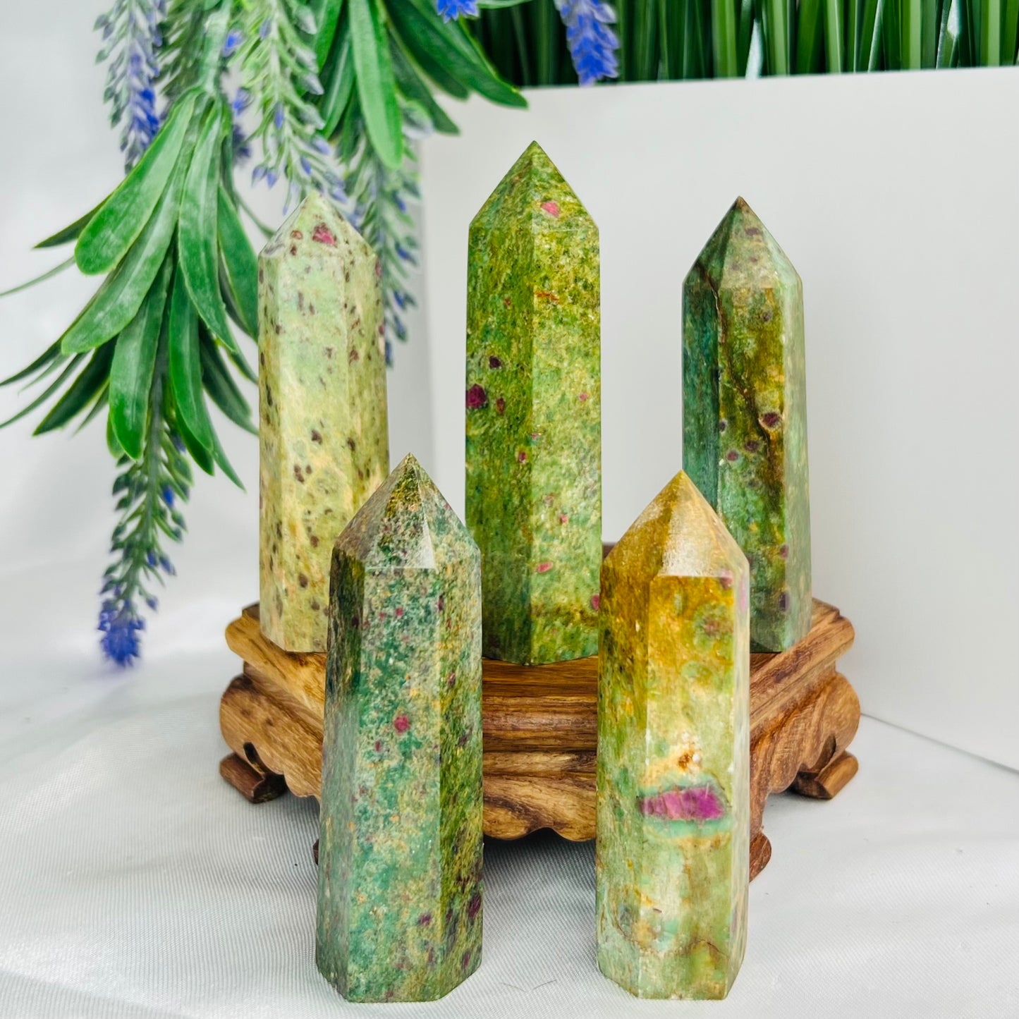 Ruby in Fuchsite Points Towers Crystal Generators YOU CHOOSE