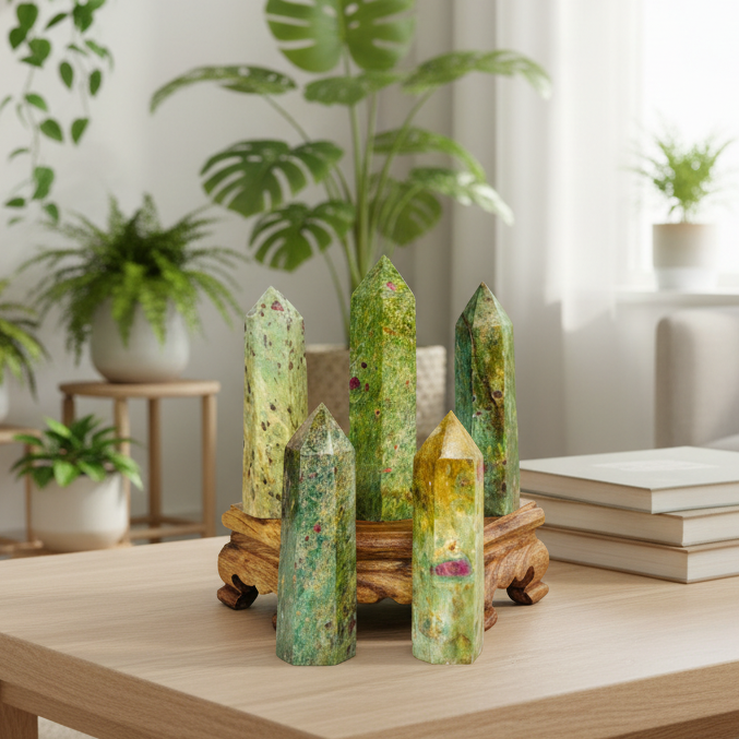 Ruby in Fuchsite Points Towers Crystal Generators YOU CHOOSE