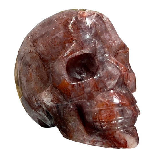 Hematoid Fire Quartz Skull Healing Crystal Carving 906g