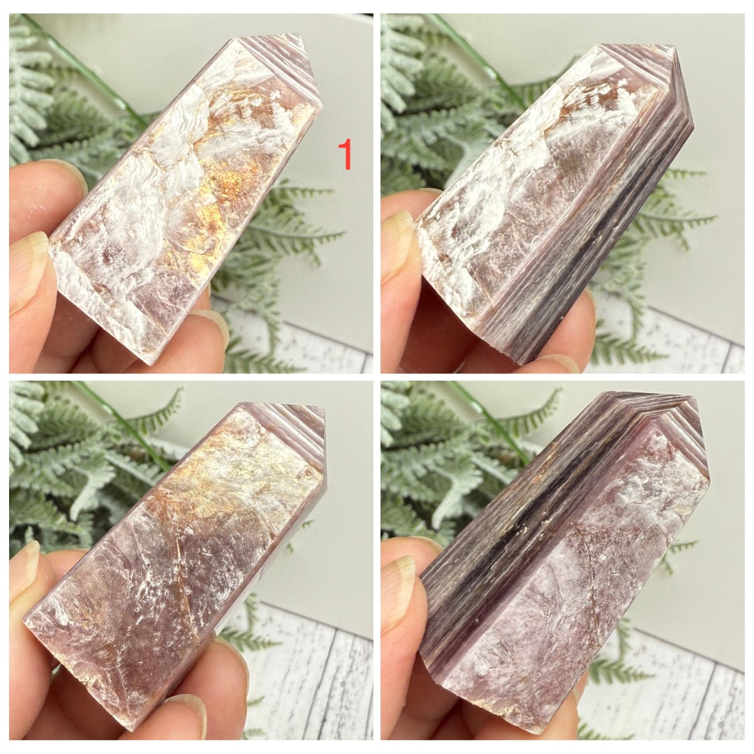 Gem Lepidolite Purple Mica Points Towers Flashy Crystal Generators YOU CHOOSE