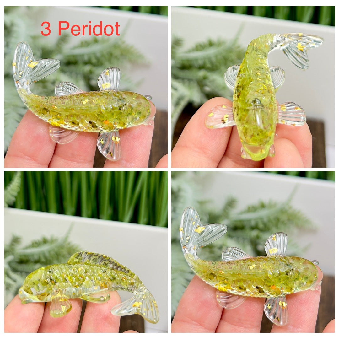 Gemstone Fish Crystal Chips in Resin Healing Chakra Energy