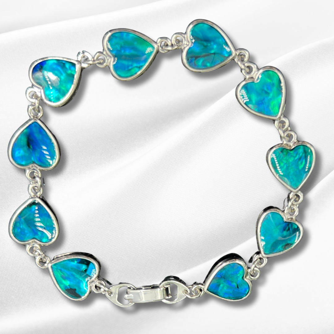 Abalone Shell Heart Shaped Bracelet Wearable Crystals Gemstones 20cm
