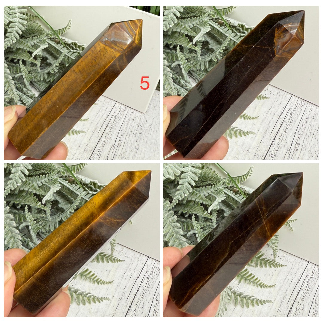 Tigers Eye Points Towers Gemstone Crystal Generators YOU CHOOSE