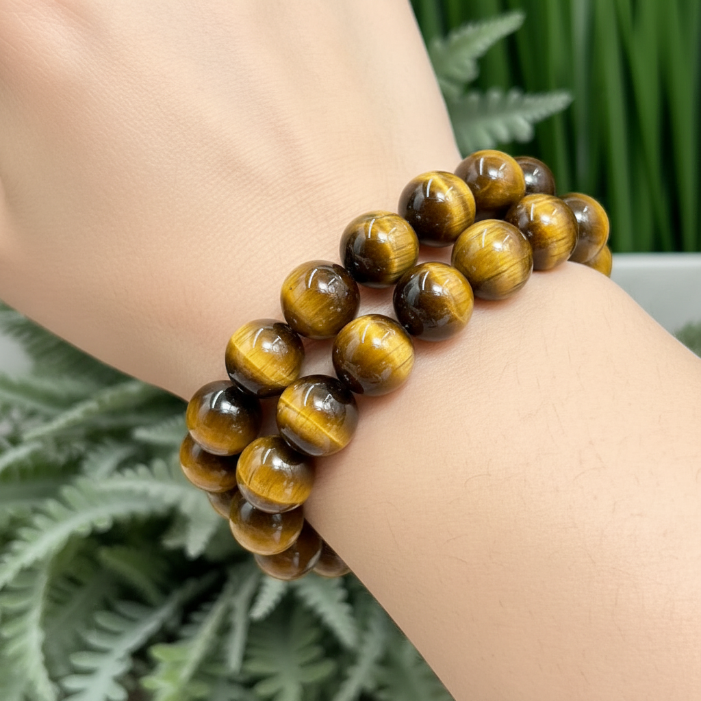 Tigers Eye Crystals Bracelets Wearable Gemstones Elastic Various Bead Sizes