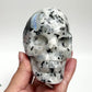 Rainbow Moonstone with Black Tourmaline Skull Healing Crystal Carving 809g