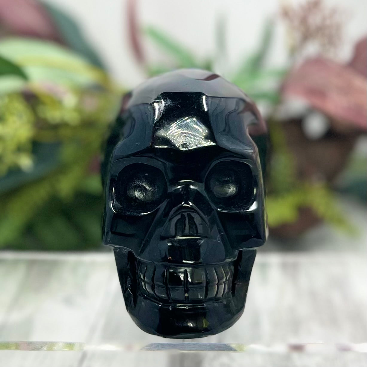 Silver Sheen Obsidian Skull Crystal Skull Carving 713g