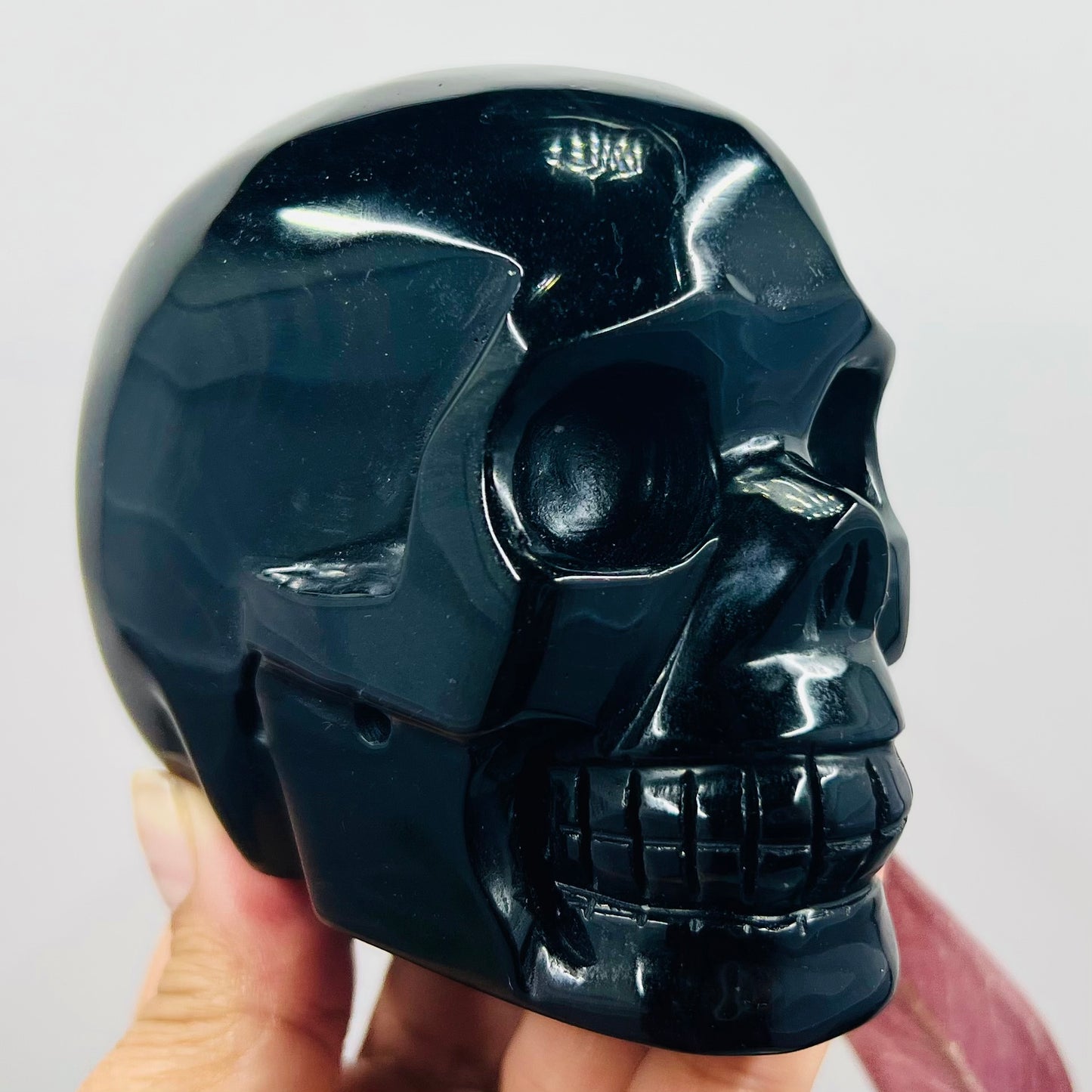 Silver Sheen Obsidian Skull Crystal Skull Carving 713g