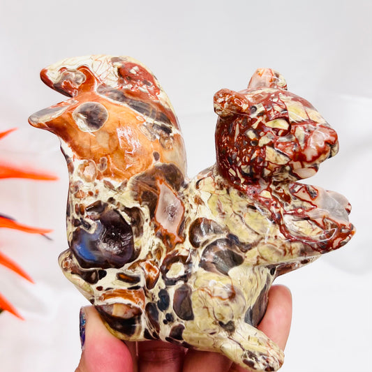 Money Agate Squirrel Animal Critter Crystal Carving 481g