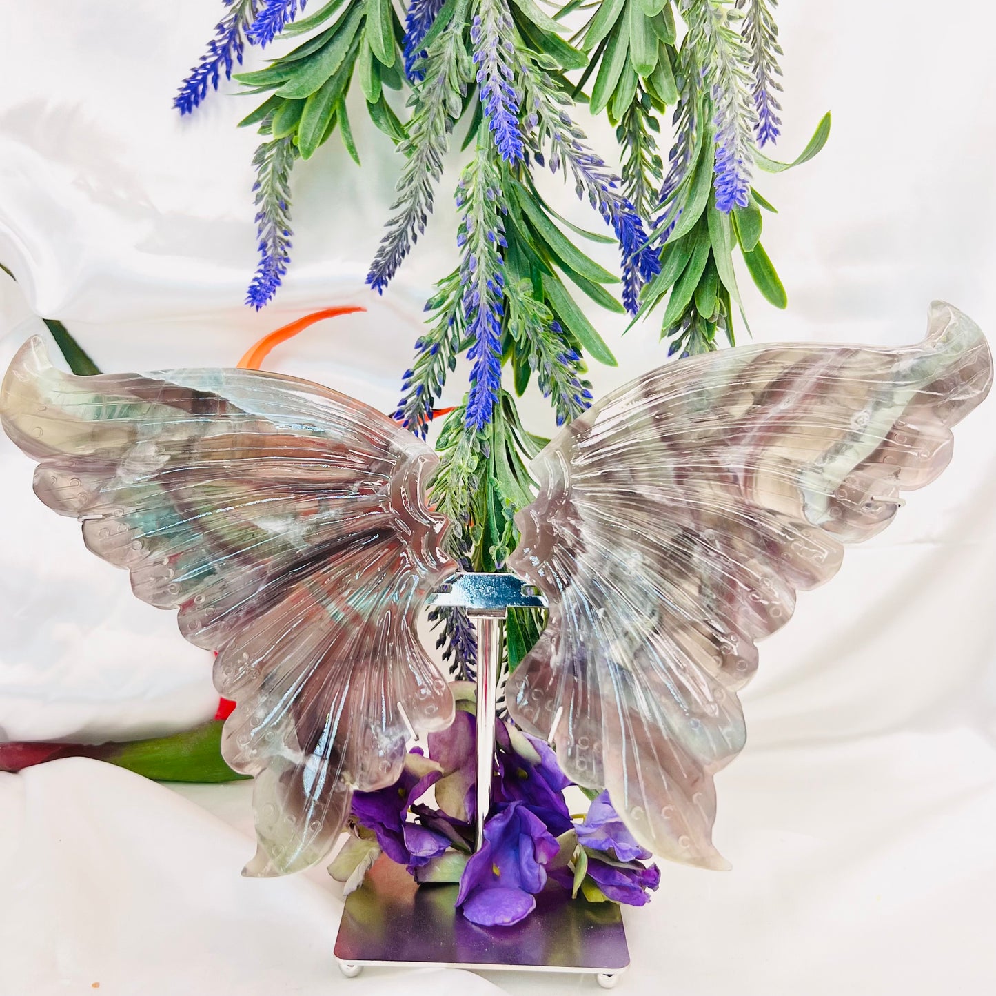 Fluorite Butterfly Wings with Stand Crystal Carving