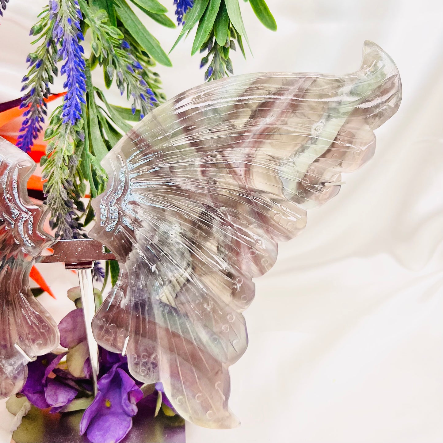 Fluorite Butterfly Wings with Stand Crystal Carving