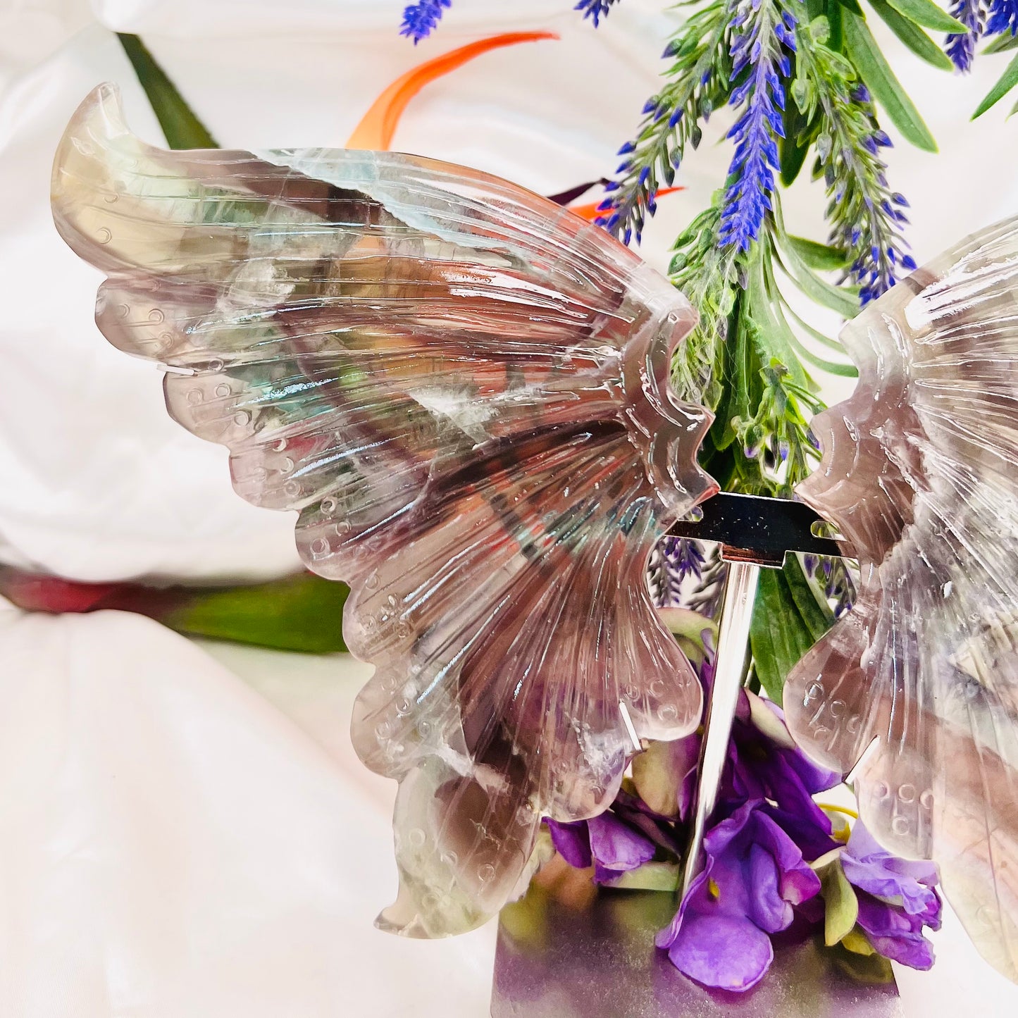 Fluorite Butterfly Wings with Stand Crystal Carving