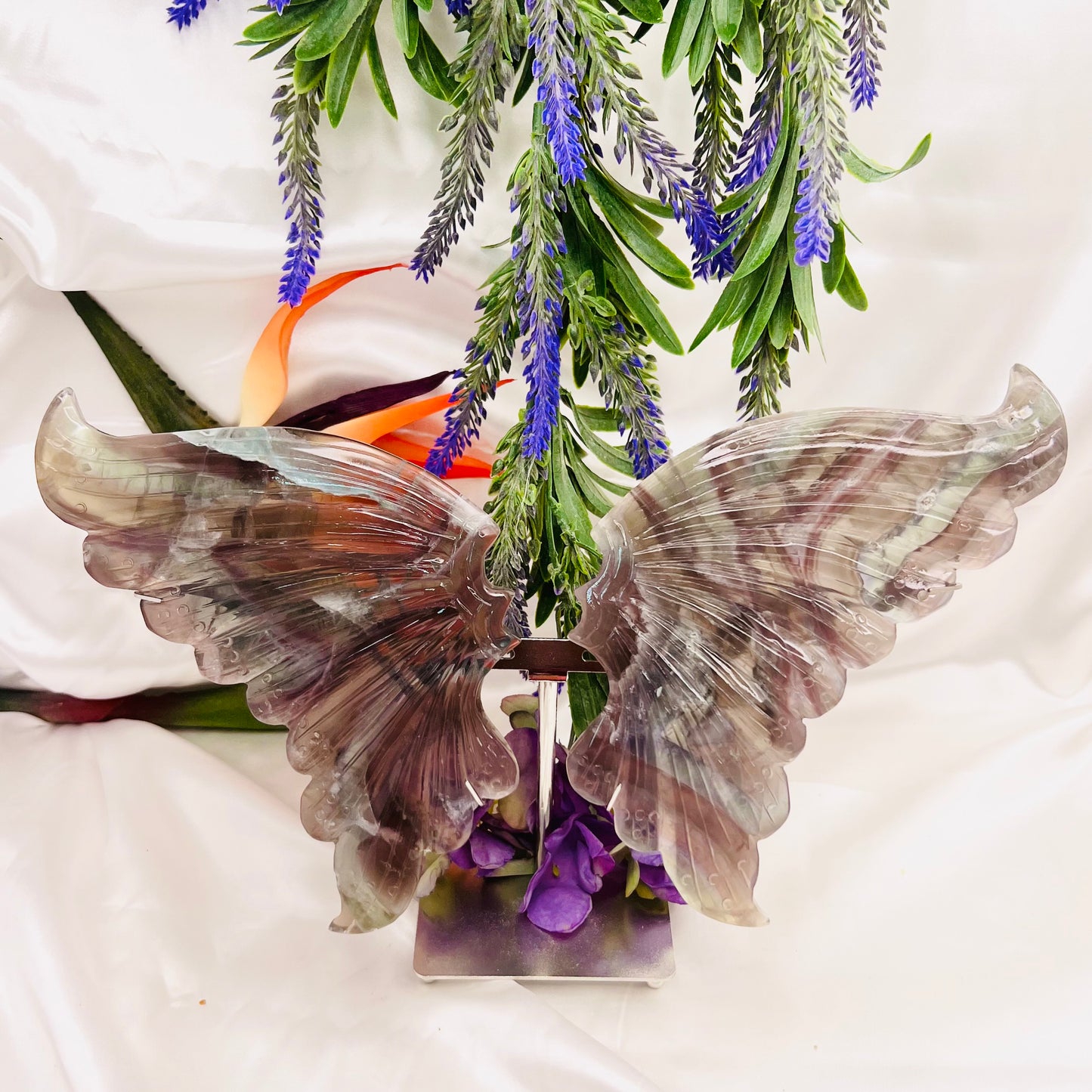 Fluorite Butterfly Wings with Stand Crystal Carving
