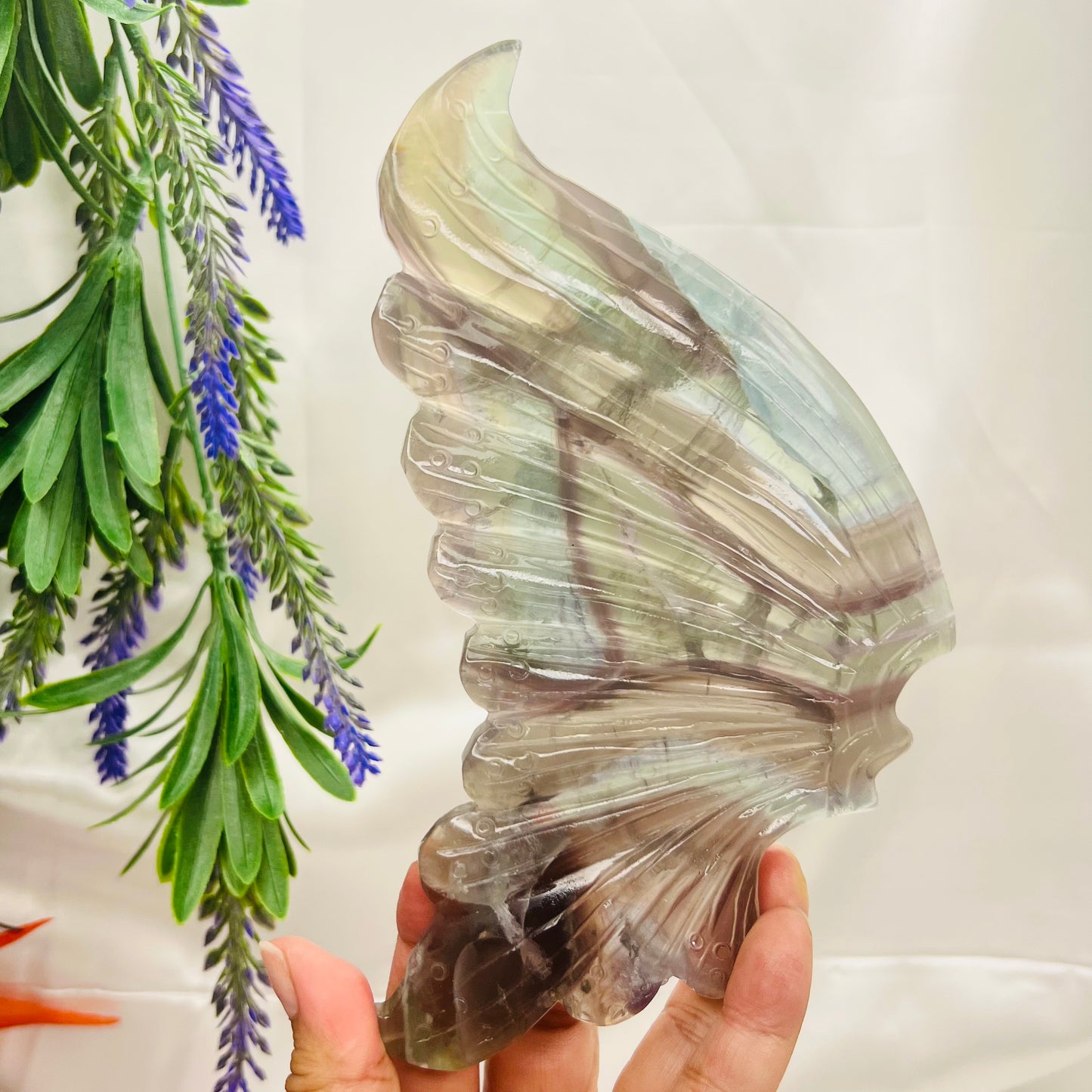Fluorite Butterfly Wings with Stand Crystal Carving