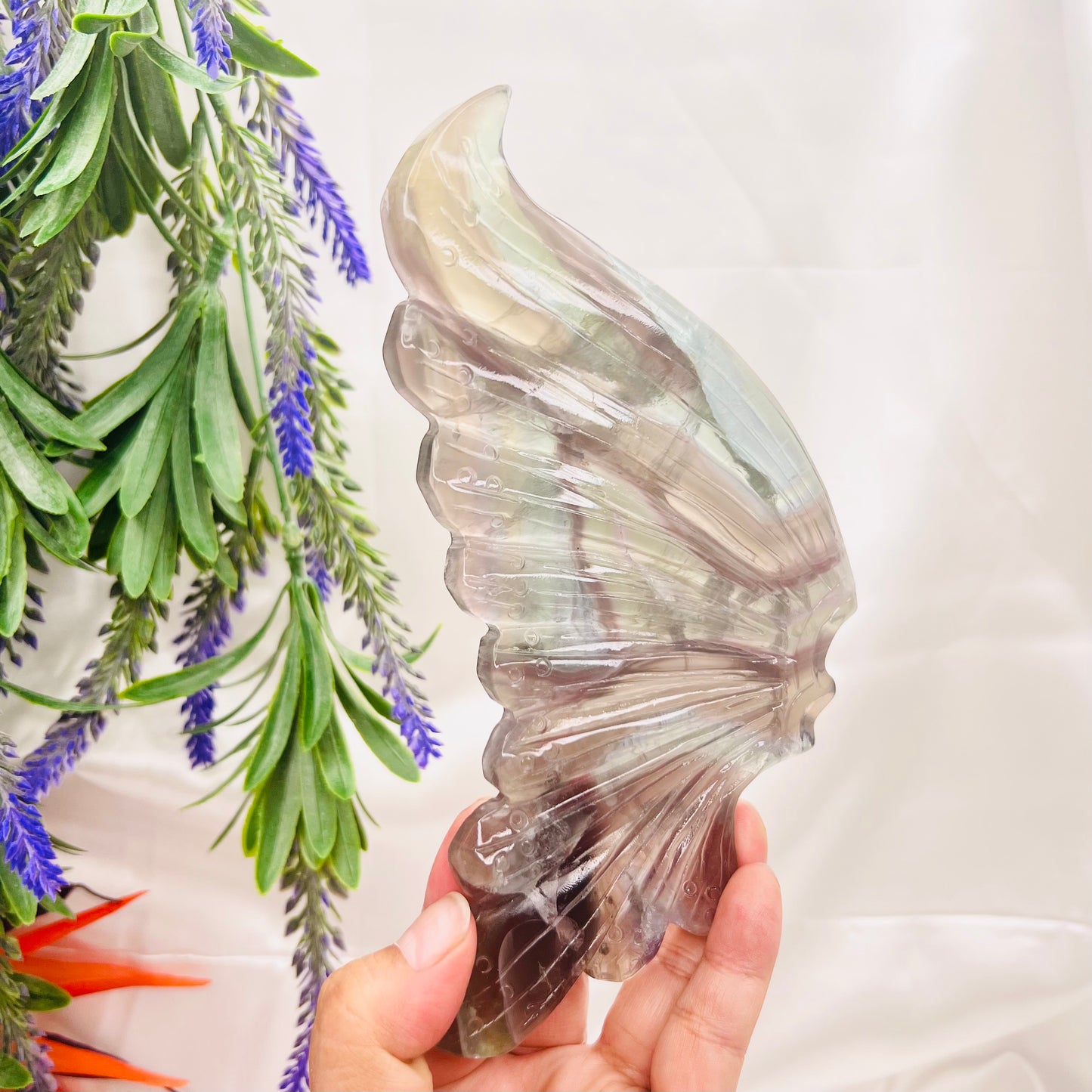 Fluorite Butterfly Wings with Stand Crystal Carving