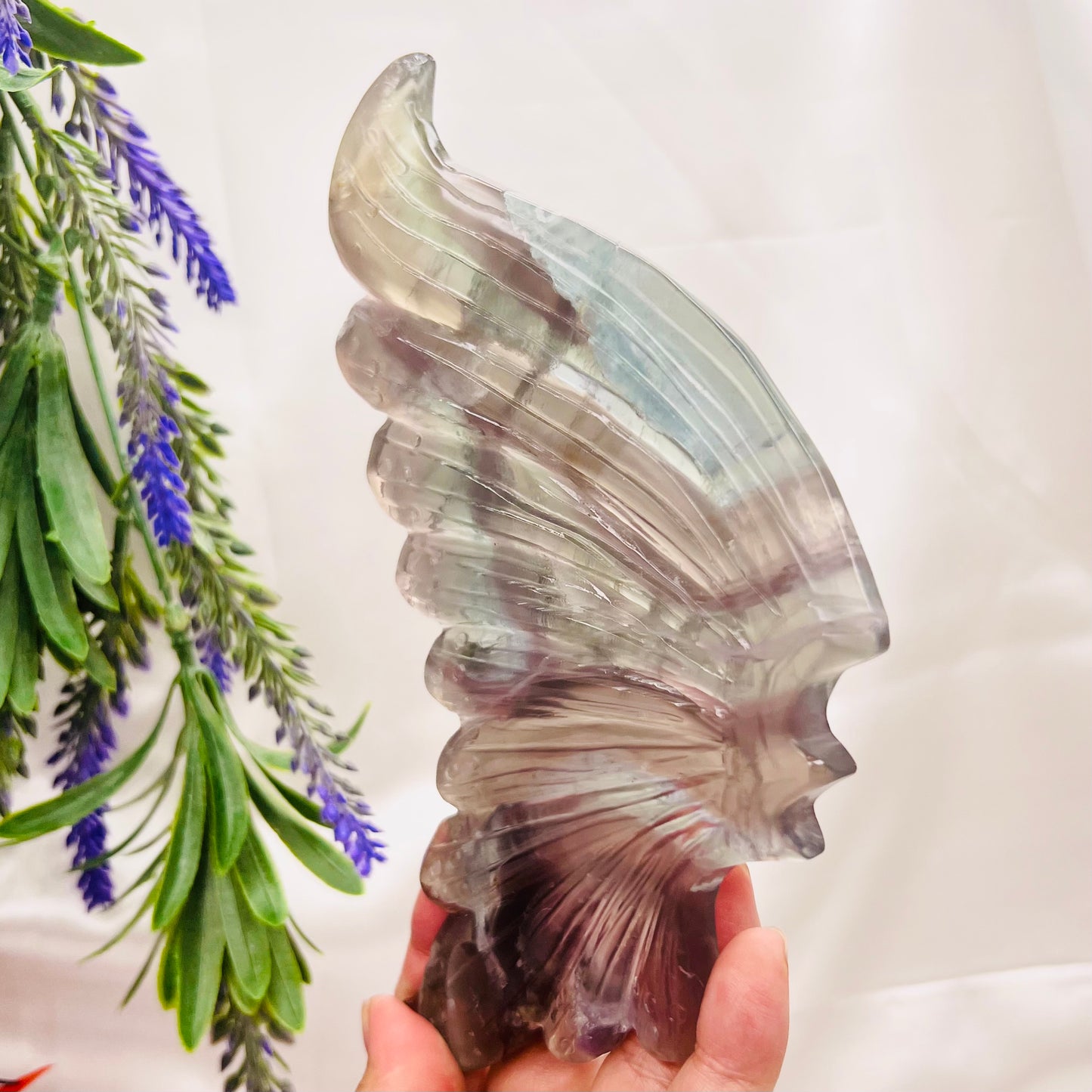 Fluorite Butterfly Wings with Stand Crystal Carving