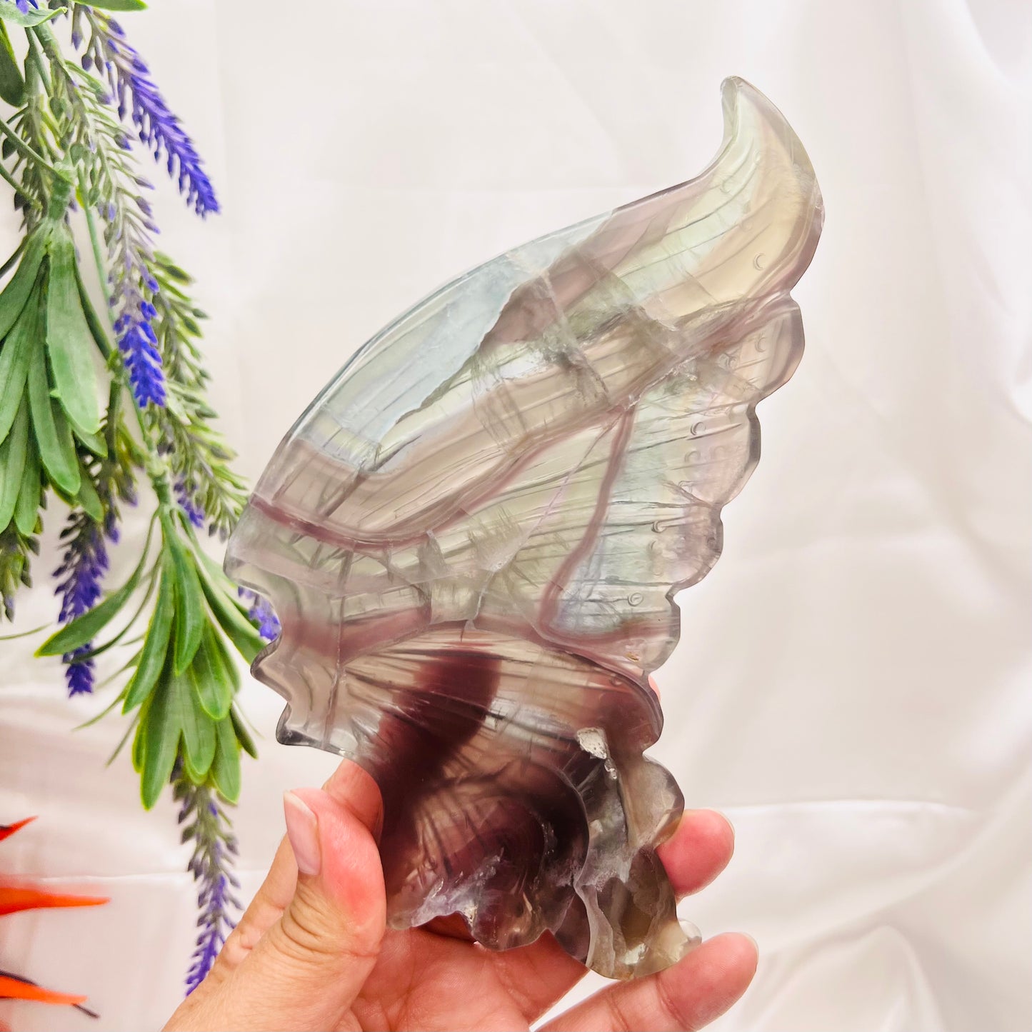 Fluorite Butterfly Wings with Stand Crystal Carving