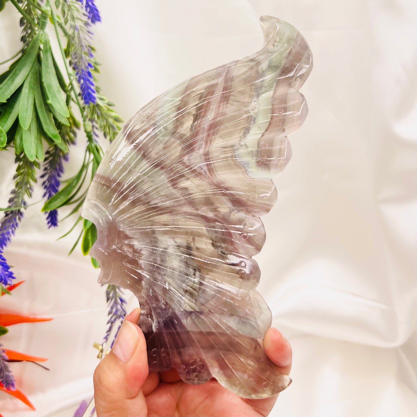Fluorite Butterfly Wings with Stand Crystal Carving