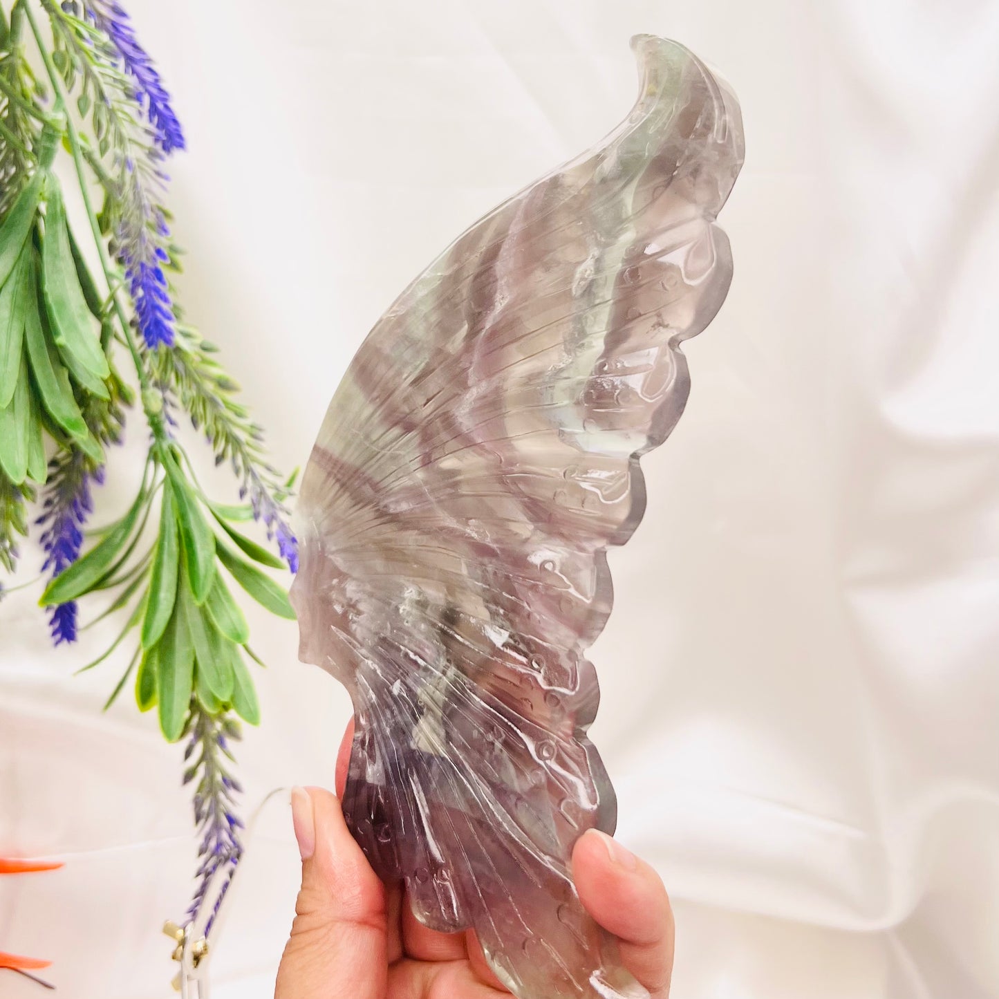 Fluorite Butterfly Wings with Stand Crystal Carving