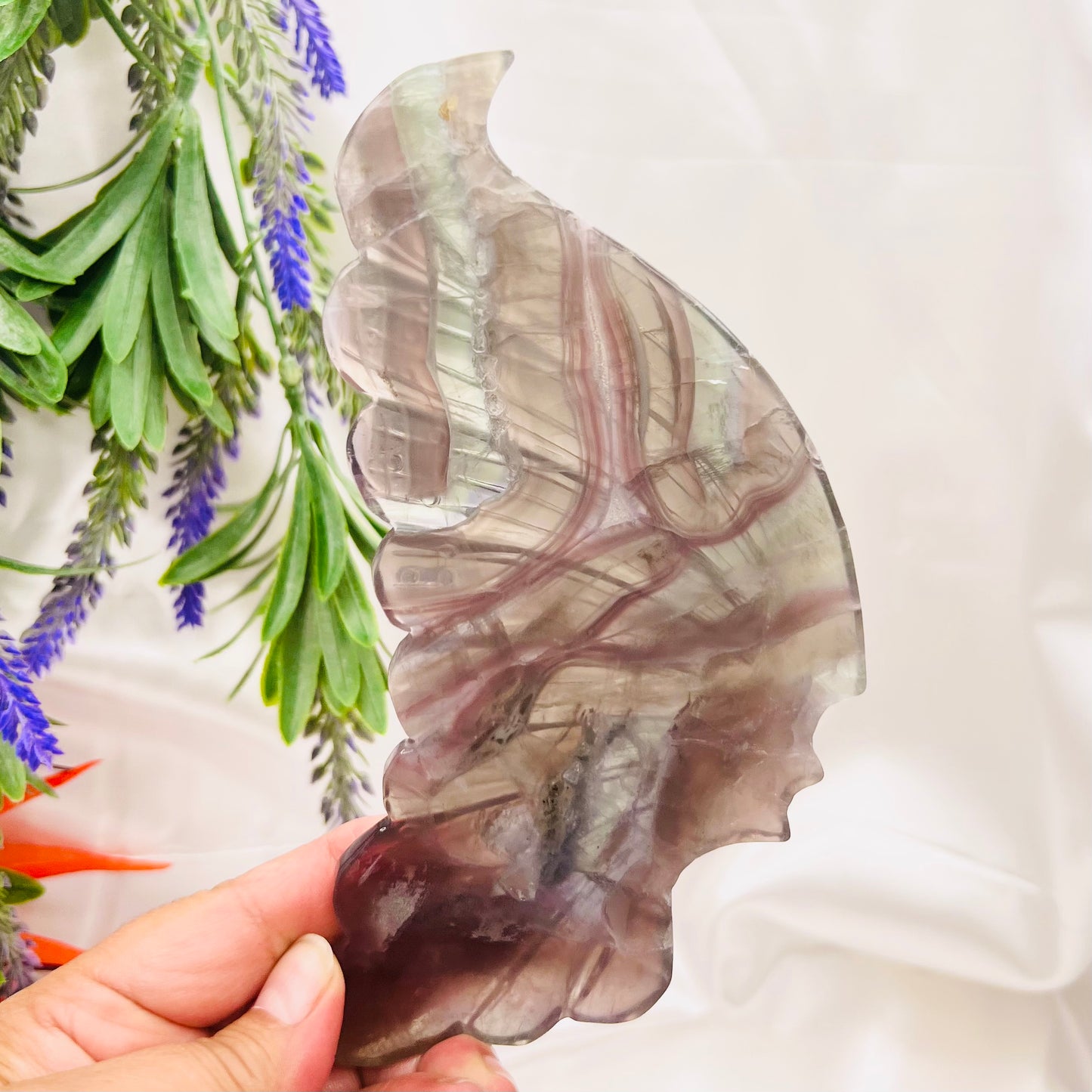 Fluorite Butterfly Wings with Stand Crystal Carving