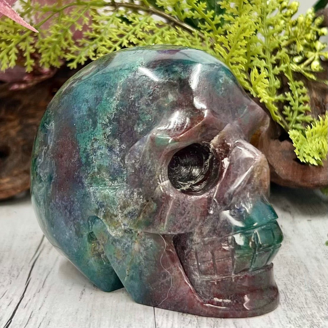 Ocean Sea Jasper Skull Crystal Skull Carving 470g