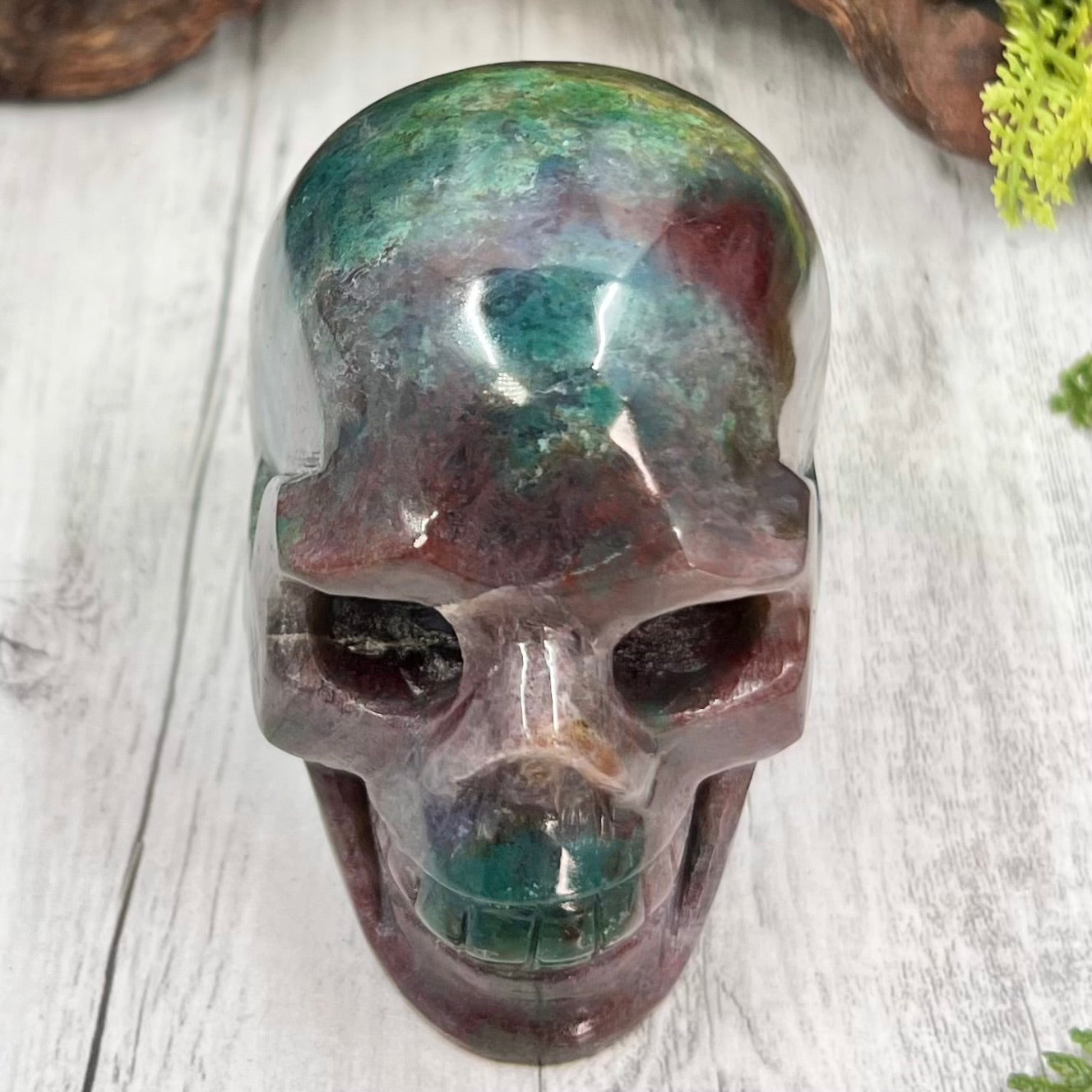 Ocean Sea Jasper Skull Crystal Skull Carving 470g