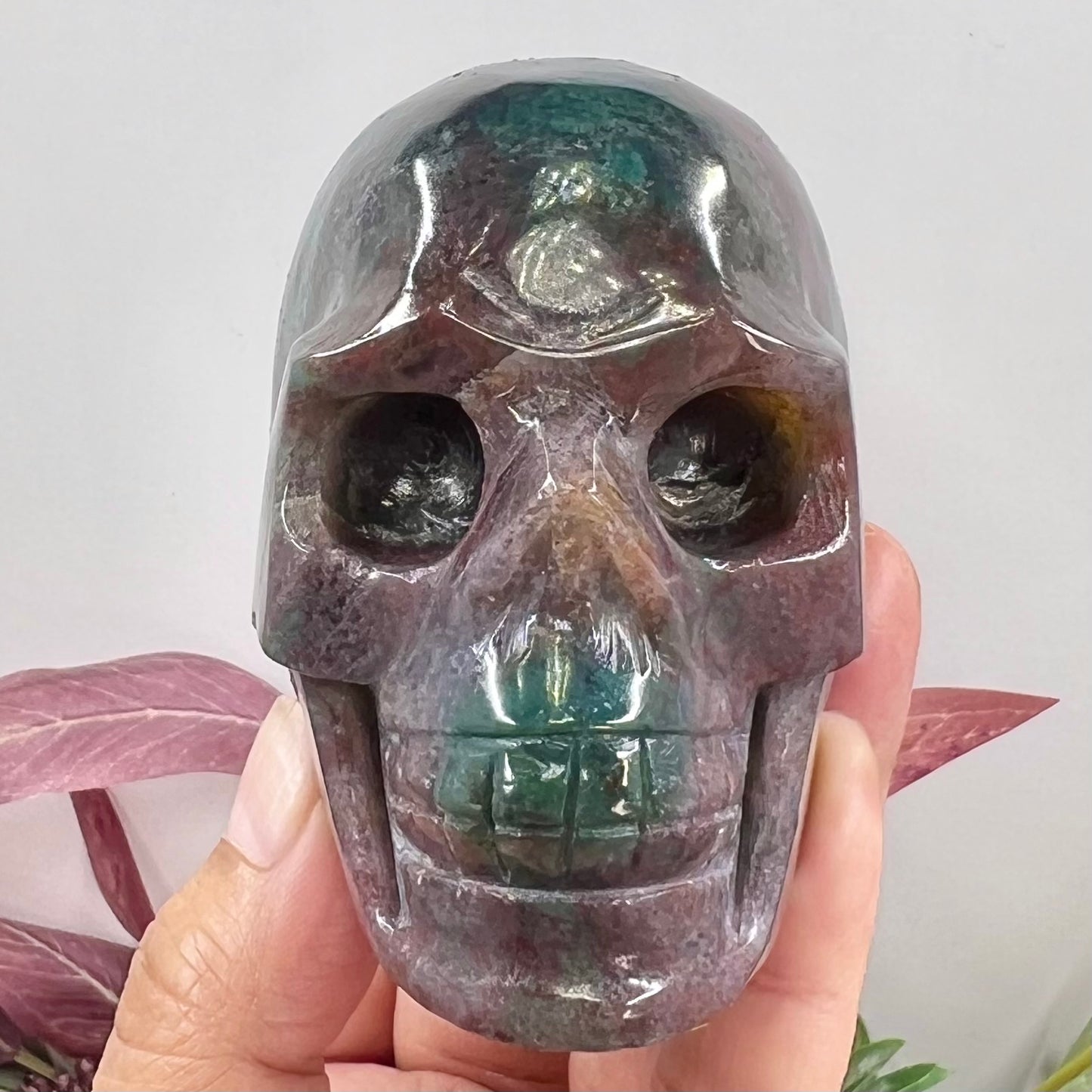 Ocean Sea Jasper Skull Crystal Skull Carving 470g